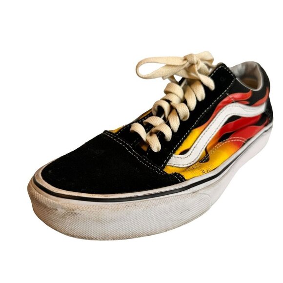 Vintage Vans Old Skool Flame Print Sneakers Women's 8 y2k skate cyber - Picture 1 of 11